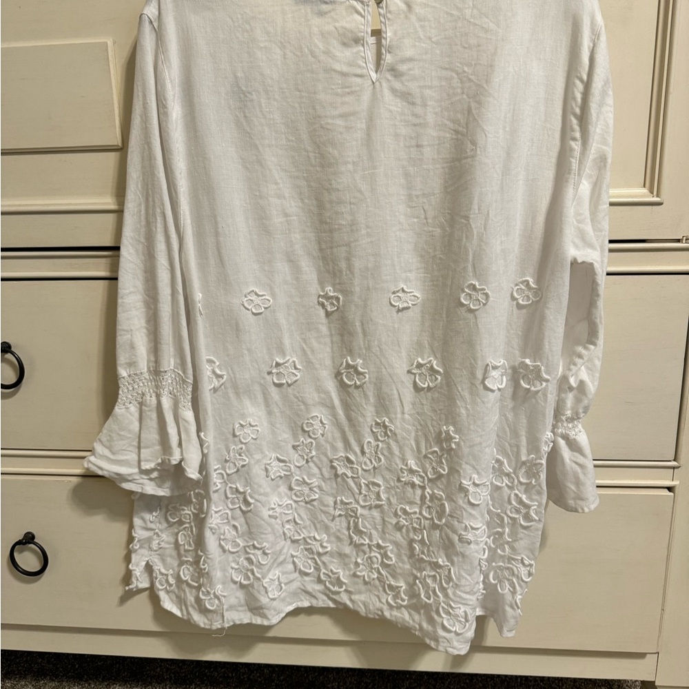 White Embroidered Women's Top